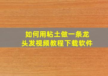 如何用粘土做一条龙头发视频教程下载软件