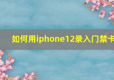 如何用iphone12录入门禁卡