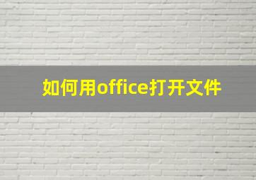 如何用office打开文件