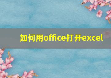 如何用office打开excel