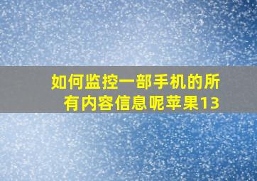 如何监控一部手机的所有内容信息呢苹果13