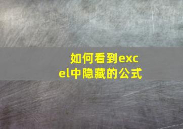 如何看到excel中隐藏的公式