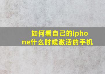 如何看自己的iphone什么时候激活的手机