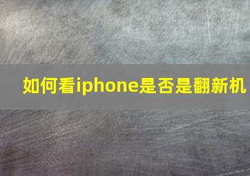 如何看iphone是否是翻新机