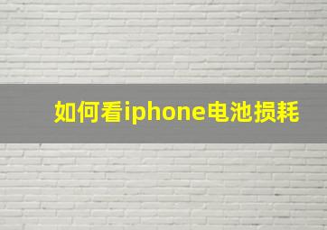 如何看iphone电池损耗