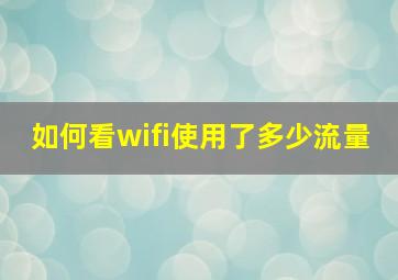 如何看wifi使用了多少流量