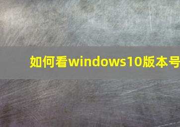 如何看windows10版本号