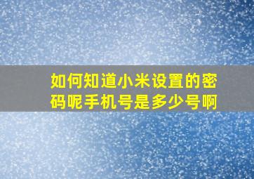 如何知道小米设置的密码呢手机号是多少号啊