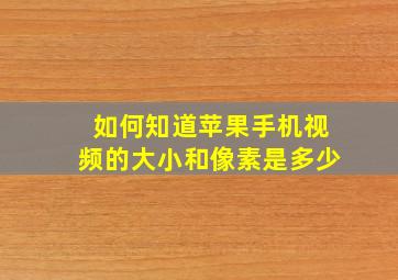 如何知道苹果手机视频的大小和像素是多少