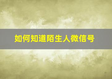 如何知道陌生人微信号