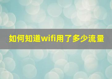 如何知道wifi用了多少流量