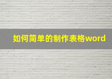 如何简单的制作表格word