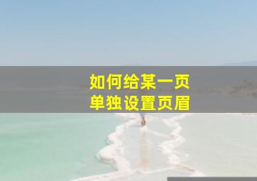 如何给某一页单独设置页眉