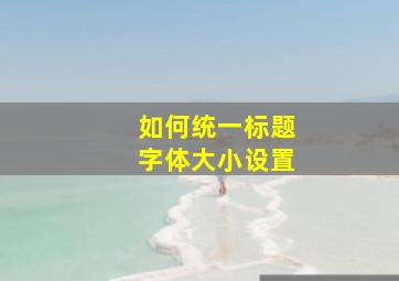 如何统一标题字体大小设置