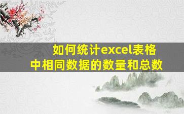 如何统计excel表格中相同数据的数量和总数