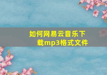 如何网易云音乐下载mp3格式文件