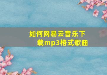 如何网易云音乐下载mp3格式歌曲