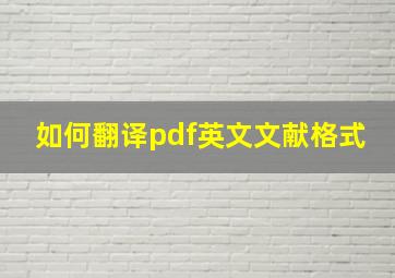 如何翻译pdf英文文献格式