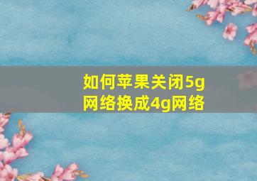 如何苹果关闭5g网络换成4g网络