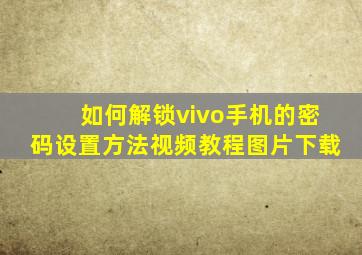 如何解锁vivo手机的密码设置方法视频教程图片下载