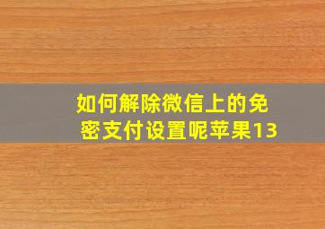 如何解除微信上的免密支付设置呢苹果13