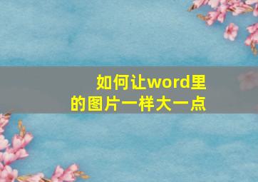 如何让word里的图片一样大一点