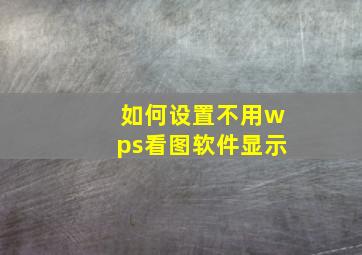 如何设置不用wps看图软件显示