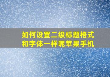 如何设置二级标题格式和字体一样呢苹果手机