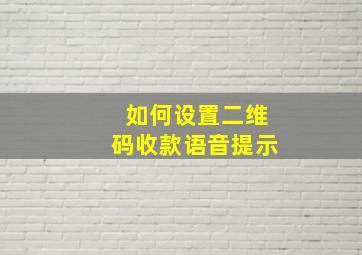 如何设置二维码收款语音提示