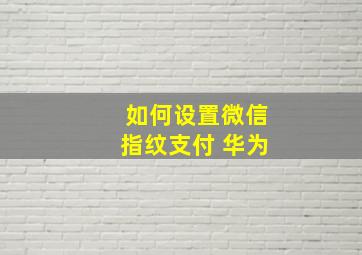 如何设置微信指纹支付 华为