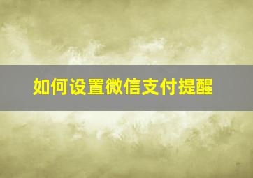 如何设置微信支付提醒