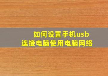 如何设置手机usb连接电脑使用电脑网络