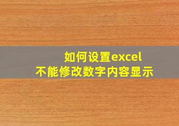 如何设置excel不能修改数字内容显示