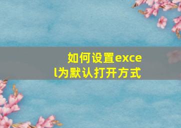 如何设置excel为默认打开方式