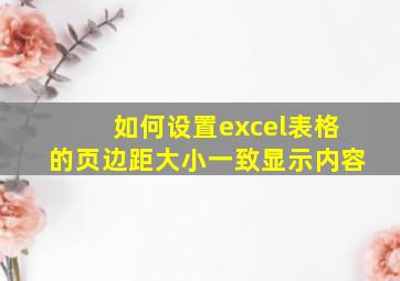 如何设置excel表格的页边距大小一致显示内容