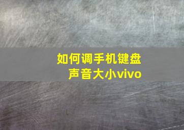 如何调手机键盘声音大小vivo