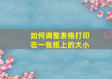 如何调整表格打印在一张纸上的大小