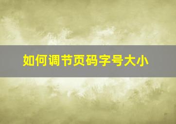 如何调节页码字号大小