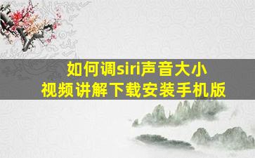 如何调siri声音大小视频讲解下载安装手机版