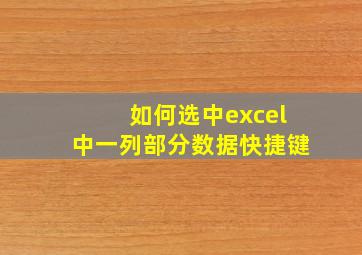 如何选中excel中一列部分数据快捷键