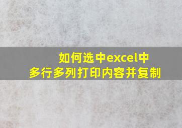 如何选中excel中多行多列打印内容并复制