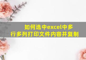 如何选中excel中多行多列打印文件内容并复制