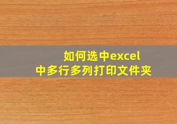 如何选中excel中多行多列打印文件夹