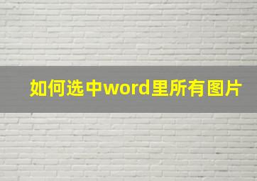 如何选中word里所有图片