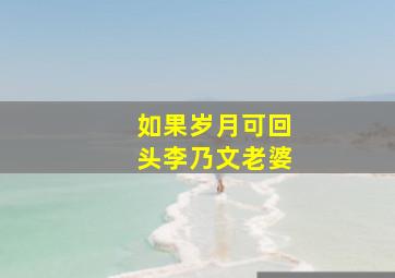 如果岁月可回头李乃文老婆