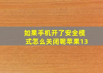 如果手机开了安全模式怎么关闭呢苹果13