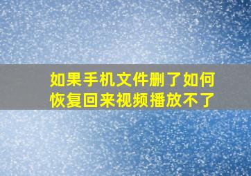 如果手机文件删了如何恢复回来视频播放不了