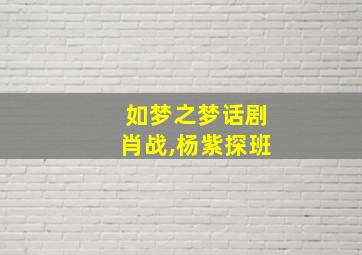 如梦之梦话剧肖战,杨紫探班