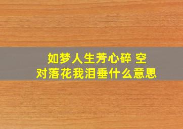 如梦人生芳心碎 空对落花我泪垂什么意思