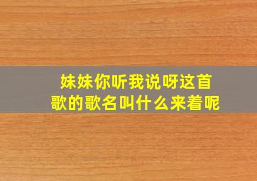 妹妹你听我说呀这首歌的歌名叫什么来着呢